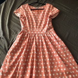 Downeast Peach Polka-dot Dress